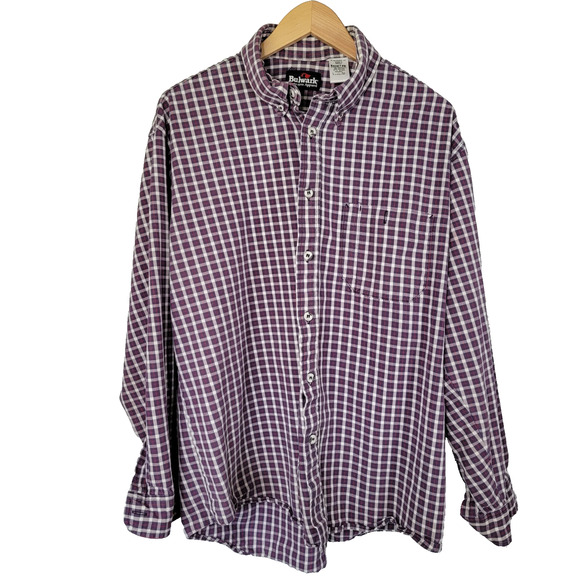 Bulwark FR Button Down Shirt Men L Flame Resistant ARC 7.7 Cotton Excel FR Plaid - Picture 1 of 10